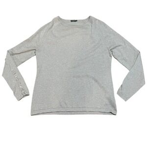 J.McLaughlin Women's‎ Medium Tan/Oatmeal Long Sleeve Button Cuff Knit Top